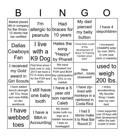 Service Coach BINGO Card