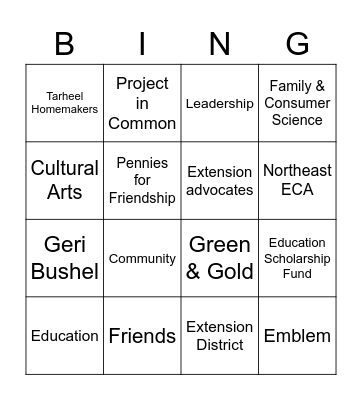 NED ECA District Day Bingo Card