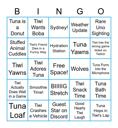 Tiwi's Stream Bingo Card