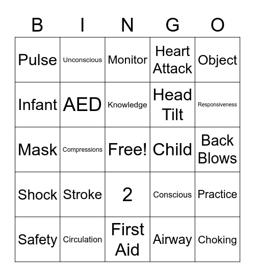 CPR & First Aid Bingo Card