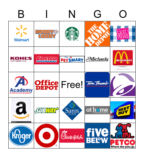 Store Logos Bingo Card