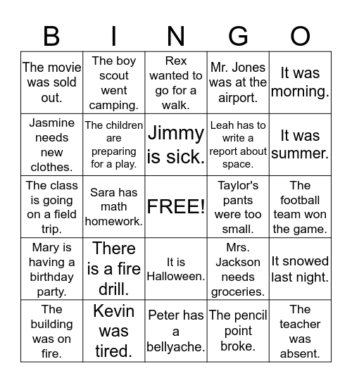 What's the Cause? Bingo Card