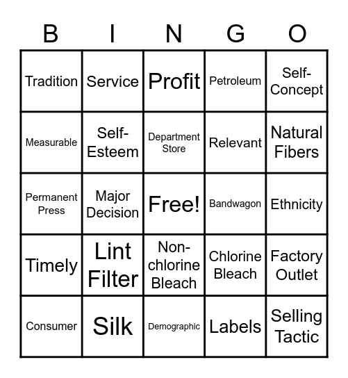 FACS Review Bingo Card