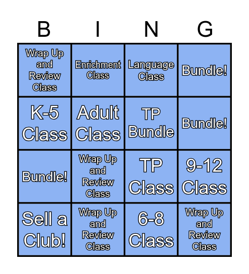 1:N BINGO! Bingo Card