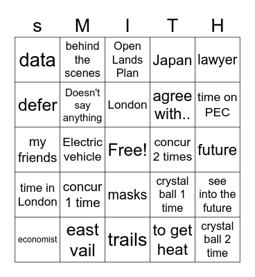 MR. SMITH Bingo Card