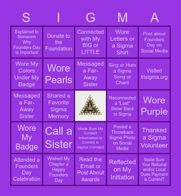 Founders Day 2020 Bingo Card