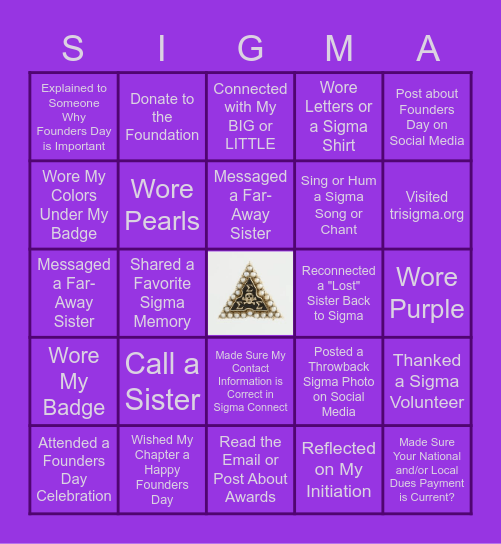 Founders Day 2020 Bingo Card