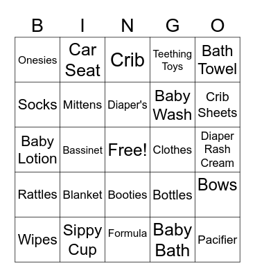 Baby BINGO Card