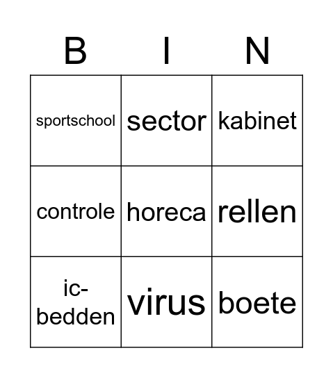 Rutte Bingo Card