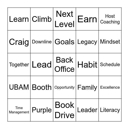 Convention Bingo Card