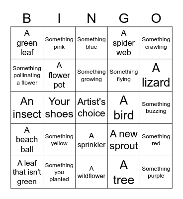 Nature Drawing Bingo Card