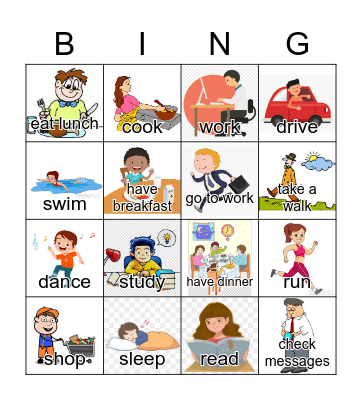 Verbs Bingo Card