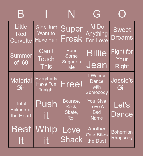 Music Bingo Card