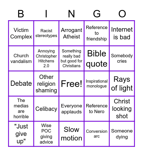 God's Not Dead Bingo Card