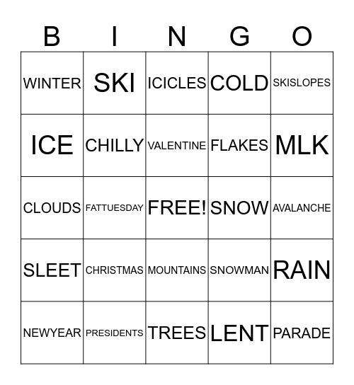 WINTER Bingo Card