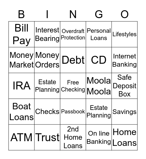 Southwest Missoui Bank Bingo Card