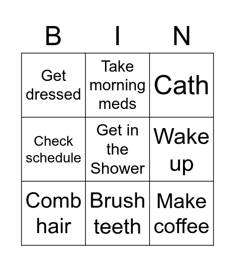 Morning Bingo Card