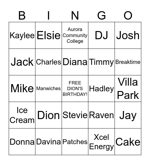 HAPPY BIRTHDAY  Bingo Card