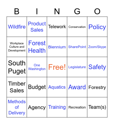 SPS Region All Staff Meeting Bingo Card