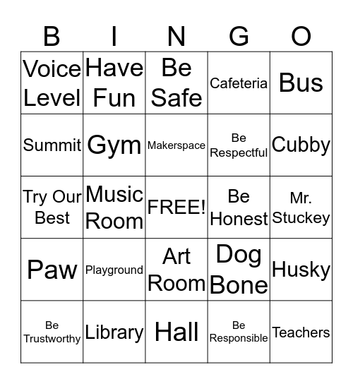 Husky Bingo Card