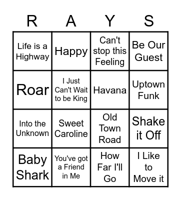 KIDS CLUB MUSIC BINGO Card