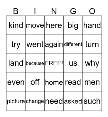Tyrone's 2nd Bingo Card