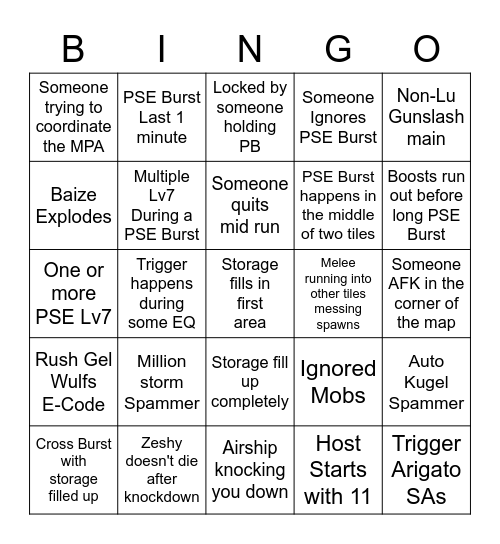 Craddle Of Darkness Bingo Card