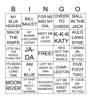 Musical Bingo Card
