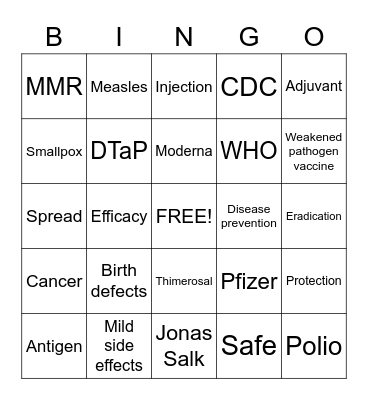Vaccinations Bingo Card