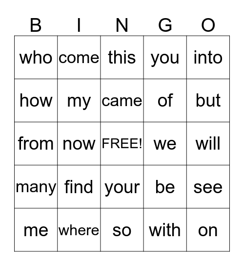 Journeys  Kinder Lesson 10 - 18 Bingo Card