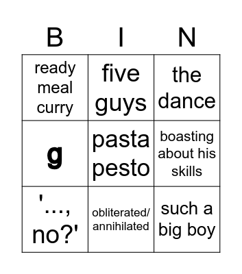 Kris Bingo Card