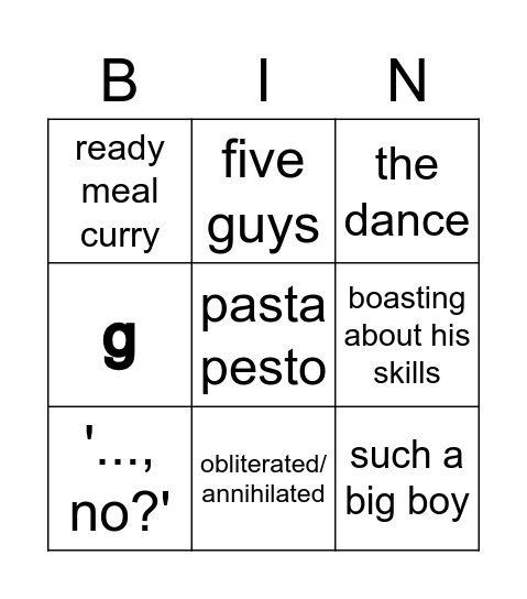 Kris Bingo Card