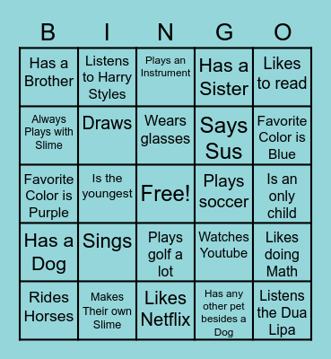 Who? Bingo Card