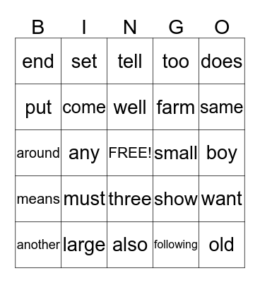 Tyrone's 2nd Bingo Card