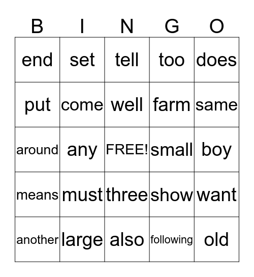 Tyrone's 2nd Bingo Card