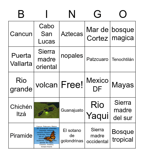 Mexican Landmarks Bingo Card