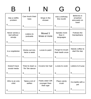 Find someone who ... Bingo Card