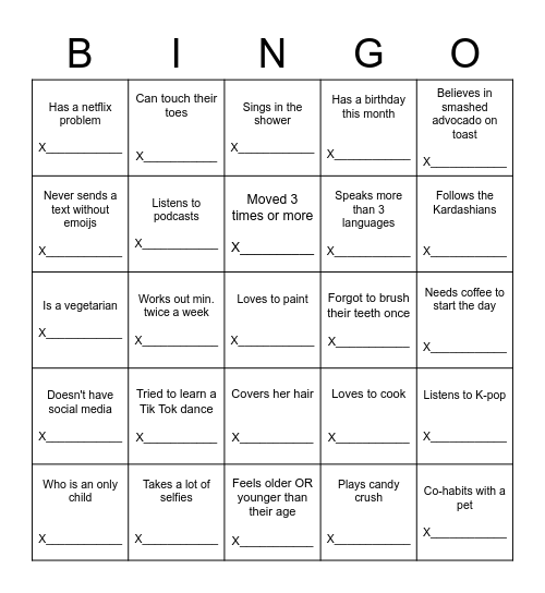 Find someone who ... Bingo Card