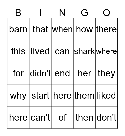 SRA RM2-Lesson 8 Bingo Card