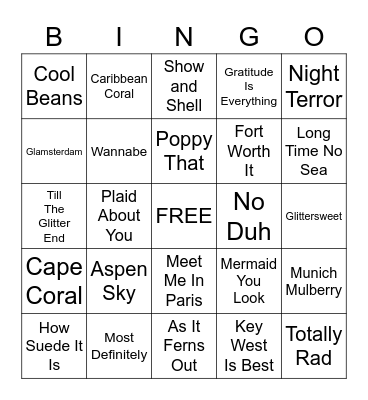Color Street Bingo Card