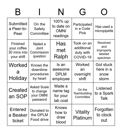 Lab Week 2021 BINGO Card