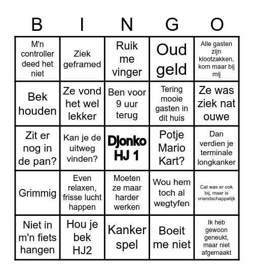 Djonko Bingo Card