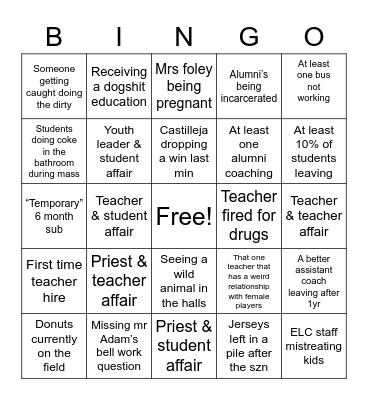 St Joseph Bingo Card