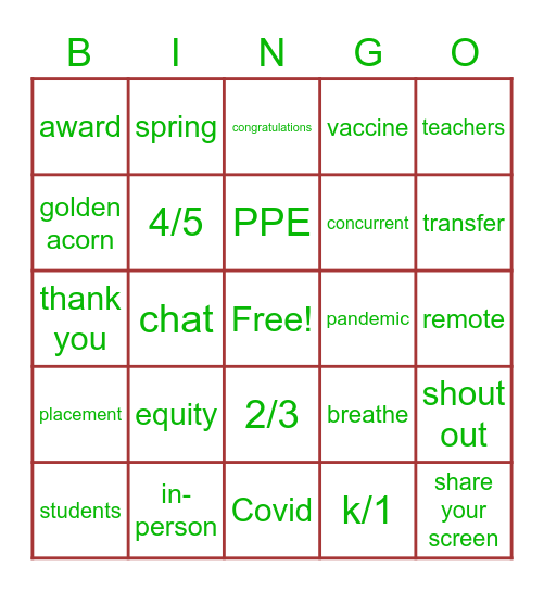 Buzzword Bingo Card