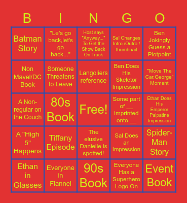Back Issues Trope Bingo Card