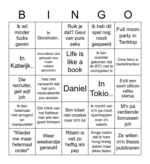 Daan Bingo Card