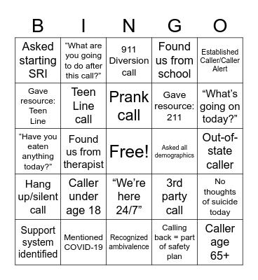 Listen In Bingo! (April 2021) Bingo Card