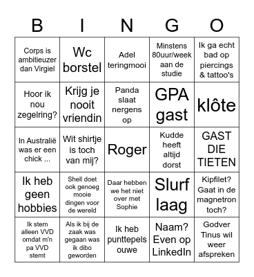 Roger Bingo Card
