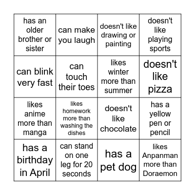Find someone who... Bingo Card