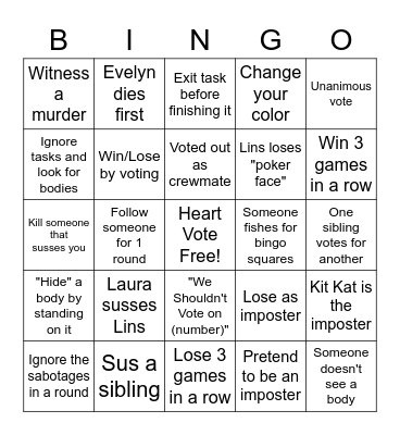 Among Us Bingo Card #2 Bingo Card